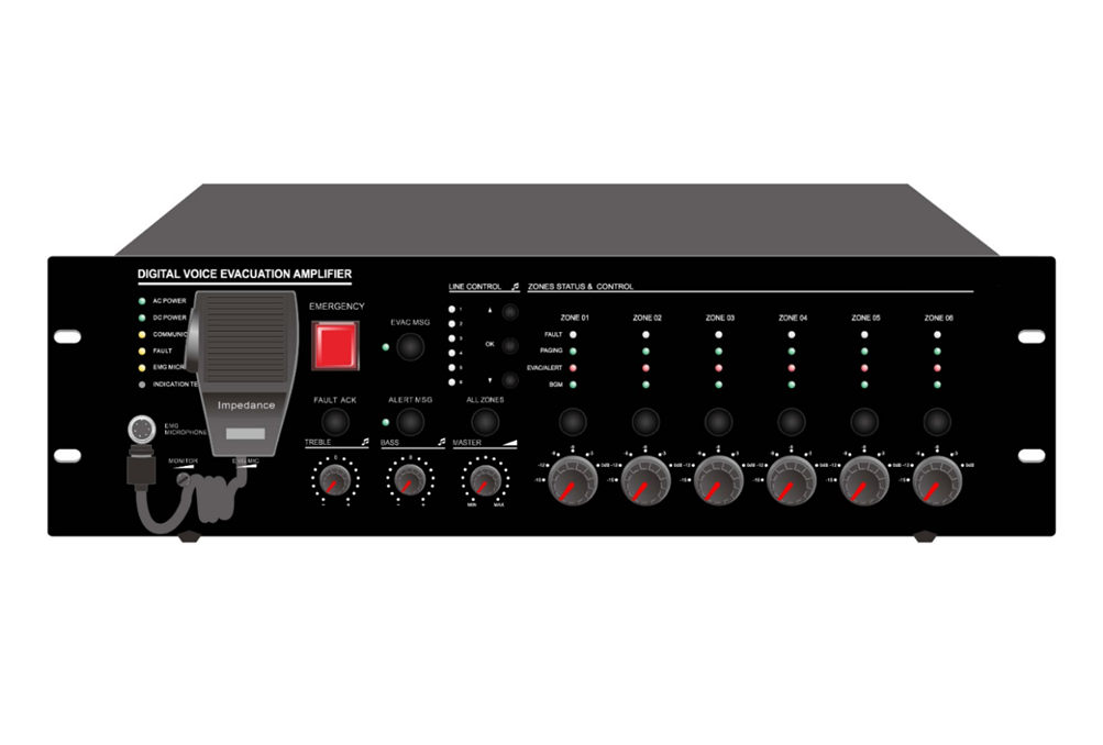 6 Zone EVAC Controller, Built-in 500W Class-D Amplifier - 1