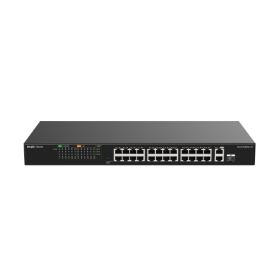 24 Port 100Mbps PoE, 2 Port GB RJ45/1 SFP Combo Uplink Ports Yönetilmez PoE Switch  - 1
