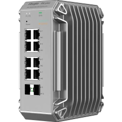 8 Port Gigabit PoE+, 2 SFP Uplink Port  Yönetilebilir Endüstriyel Switch