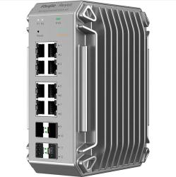 8 Port Gigabit PoE+, 4 SFP Uplink Port  Yönetilebilir Endüstriyel Switch