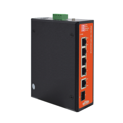 4 x 10/100 + 1 x 10/100/1000 + 1 x SFP Fiber Uplink Industrial PoE Switch with 4Port PoE / Toplam 6Port Yönetilemez